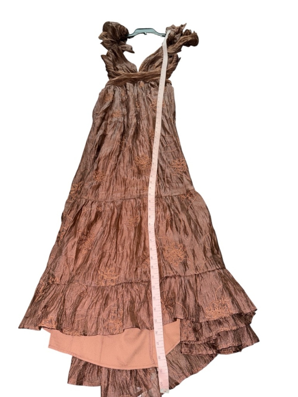 Petal & Pup Harmony Maxi Brown Dress Floral Embroidered Lace Back Size Medium - Picture 8 of 10